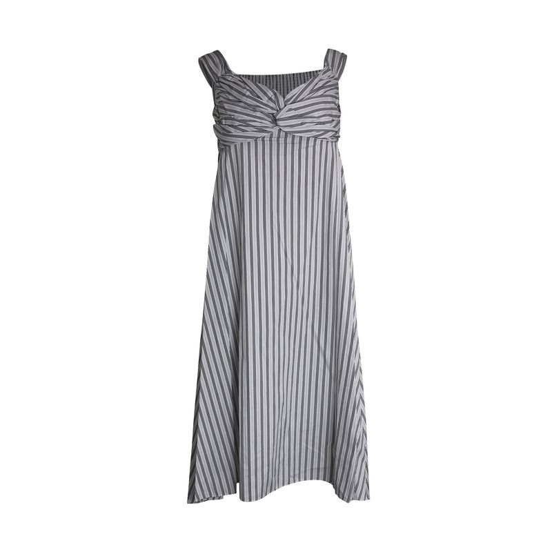 A.L.C. Arsenio Off The Shoulder Striped Poplin Midi Dress In White Cotton